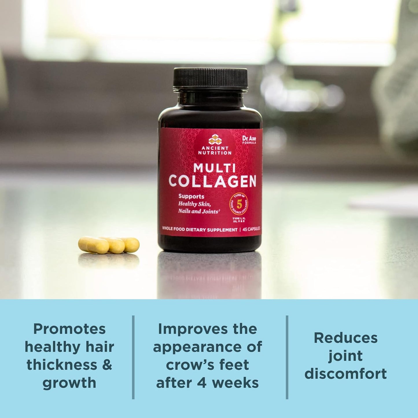 90 Count Ancient Nutrition Multi Collagen Capsules for Beauty, Sleep, and Joint Health