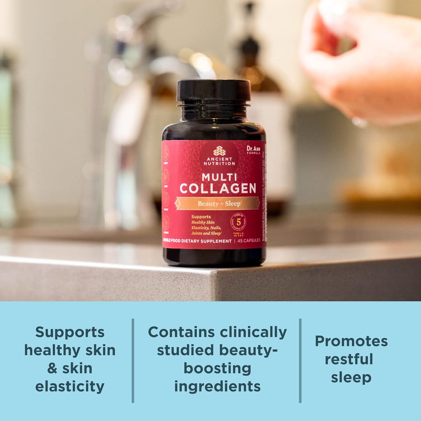 90 Count Ancient Nutrition Multi Collagen Capsules for Beauty, Sleep, and Joint Health