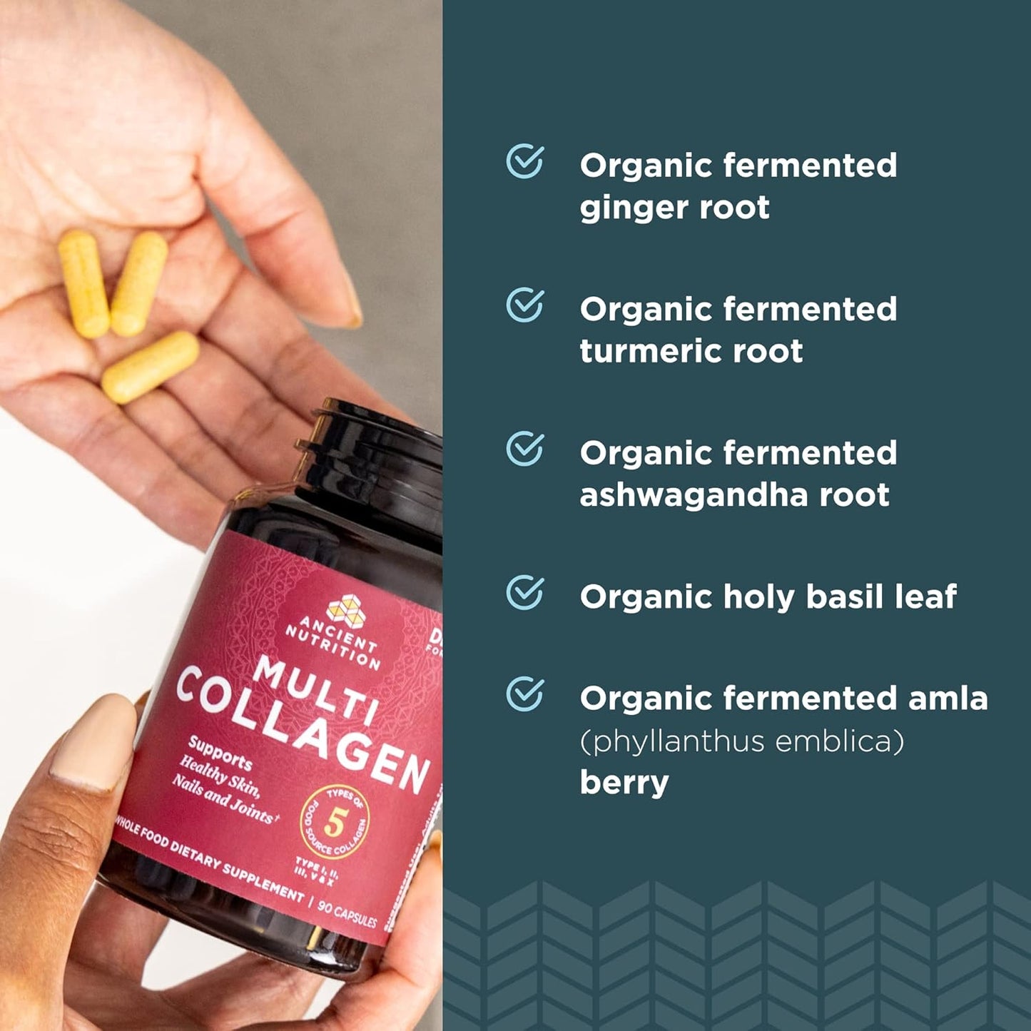 90 Count Ancient Nutrition Multi Collagen Capsules for Beauty, Sleep, and Joint Health