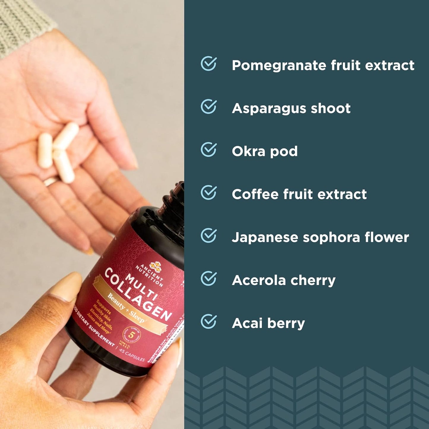90 Count Ancient Nutrition Multi Collagen Capsules for Beauty, Sleep, and Joint Health