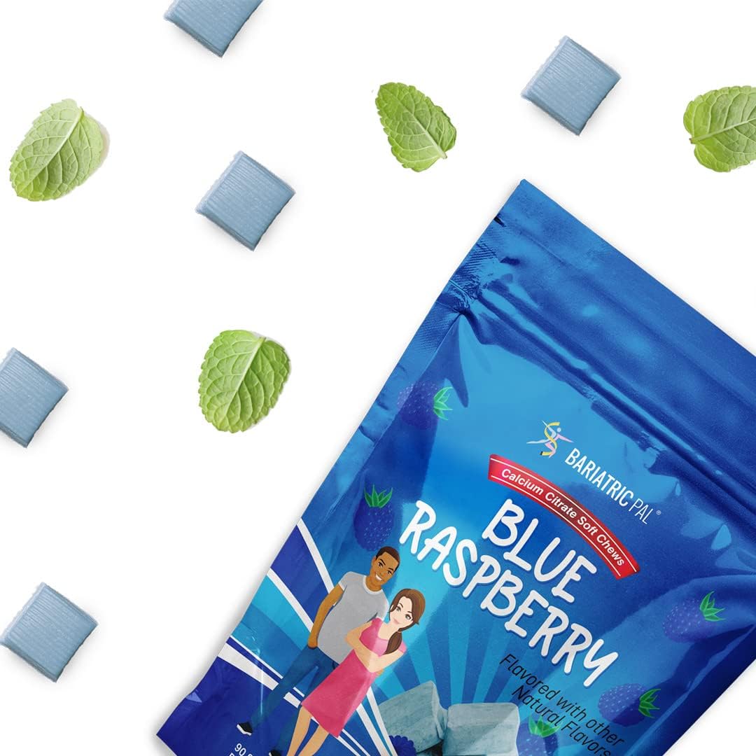 90 Count Blue Raspberry BariatricPal Sugar-Free Calcium Citrate Soft Chews with Probiotics (500mg)
