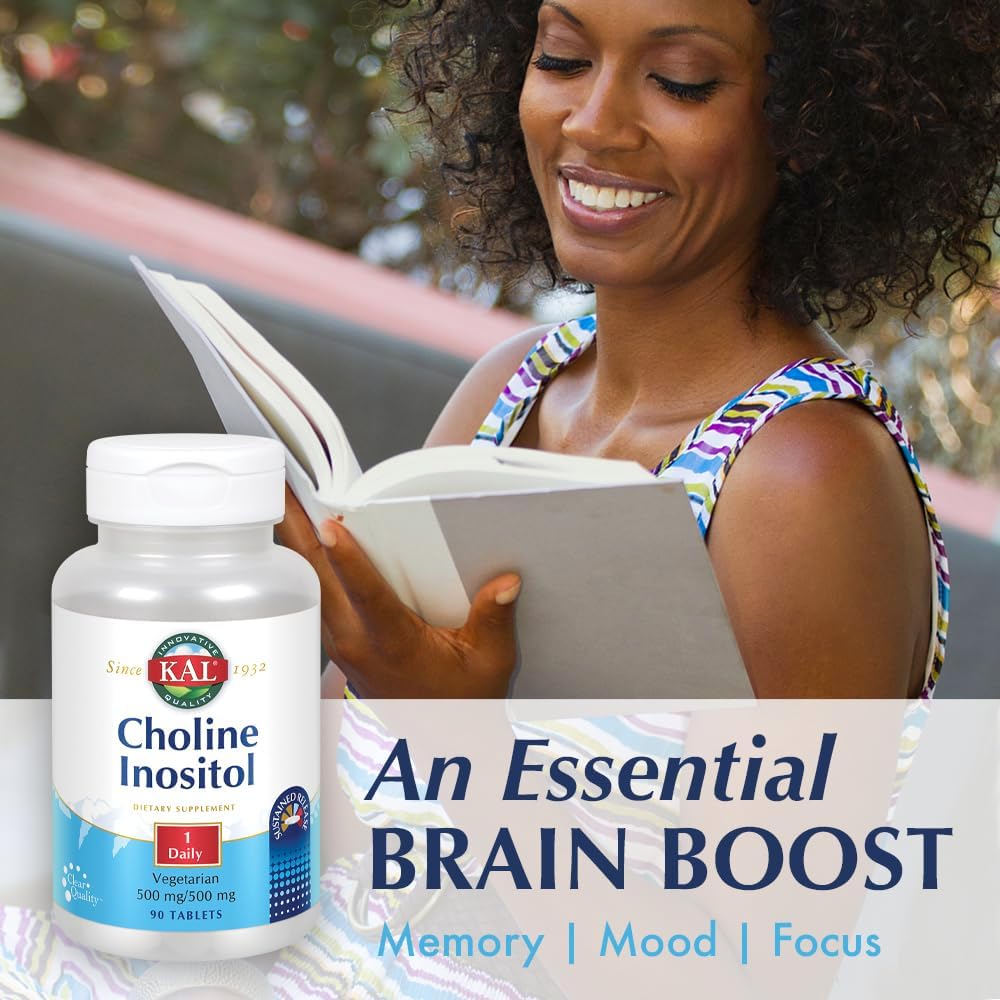90 Count KAL Choline Inositol Tablets - 195/500 mg Formula for Cognitive Health