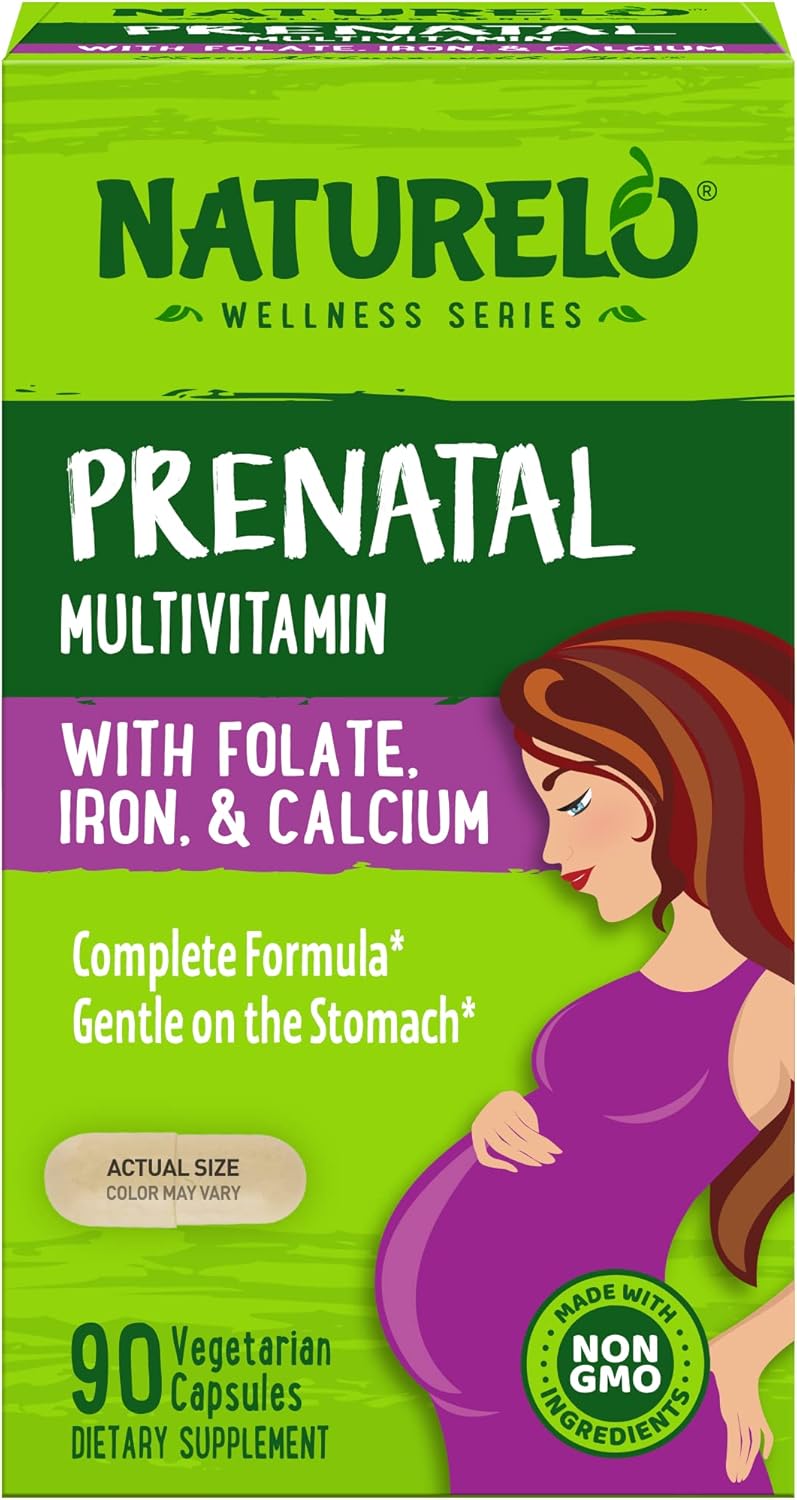 90 Count Naturelo Prenatal Multivitamin Capsules for Women's Health and Pregnancy Support