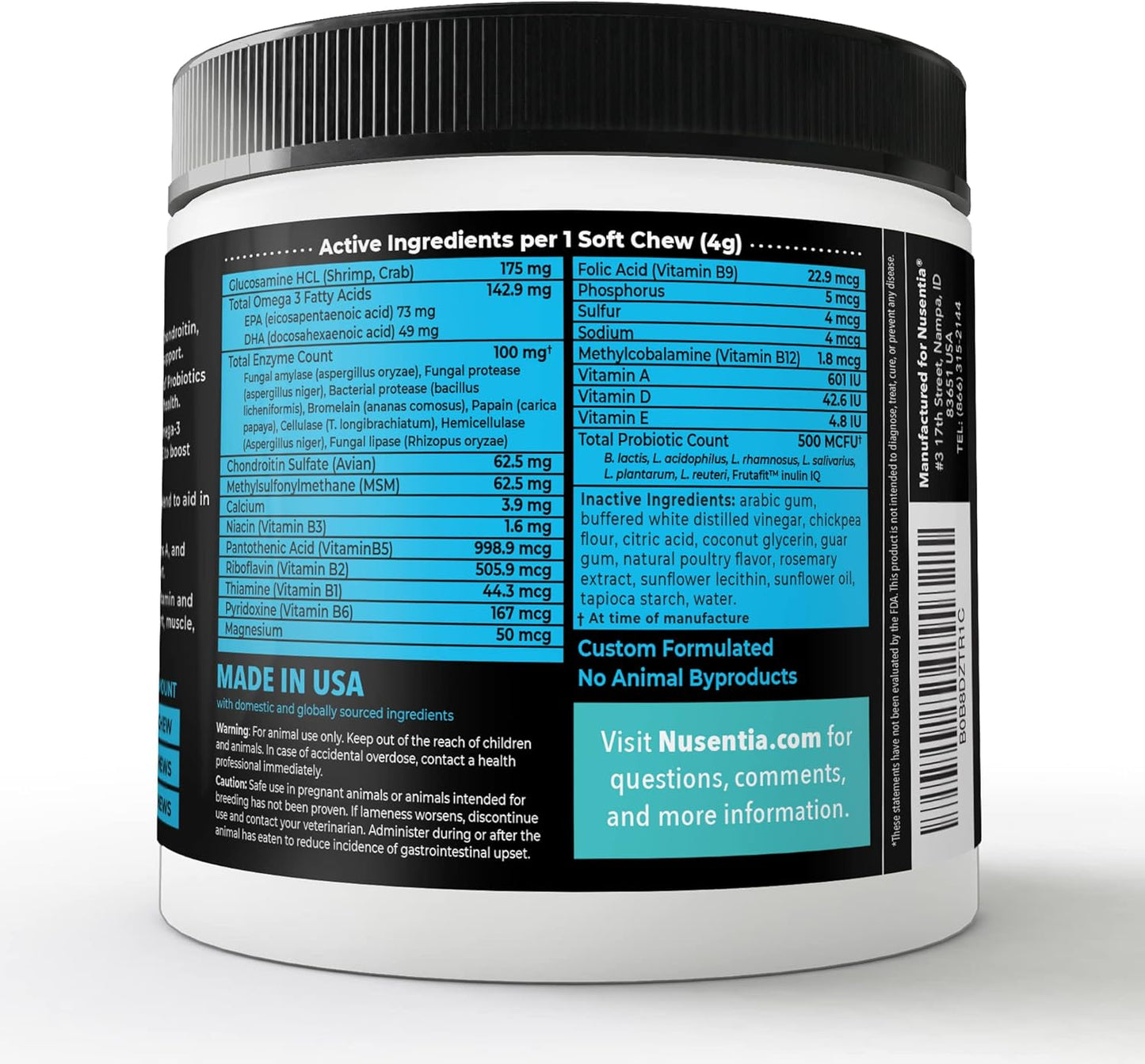 90 Count NUSENTIA Dog Vitamins: Array Soft Chews for Digestive Support, Probiotics & Enzymes