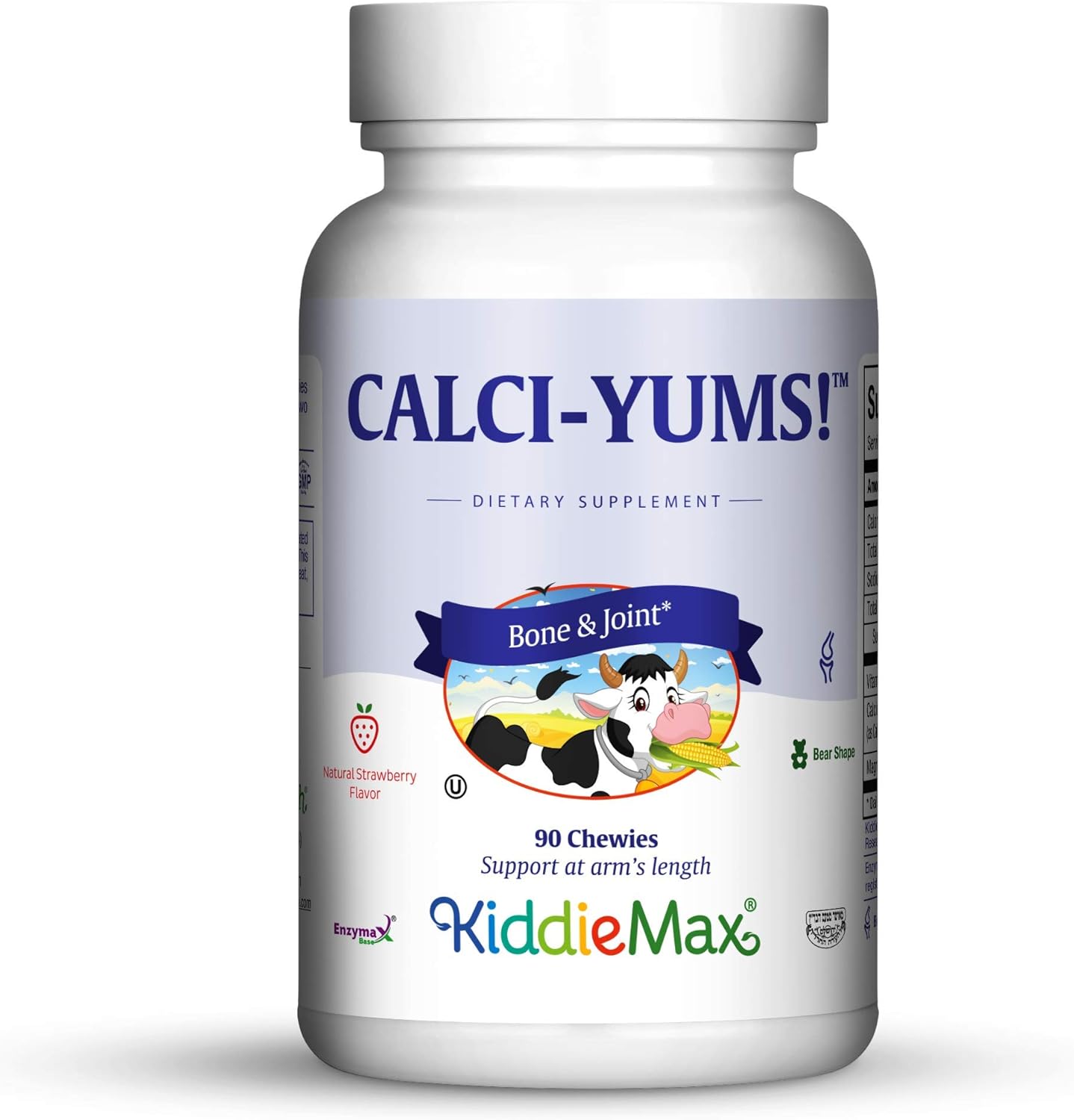 90 Count of Maxi Health KiddieMax CalciYum! Flavored Animal Shaped Chewies - Kosher Calcium Supplement