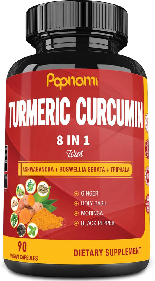 90 Count Turmeric Curcumin Extract Capsules with Ashwagandha, Moringa, Ginger - Immunity & Joint Support - BoostGo Australia