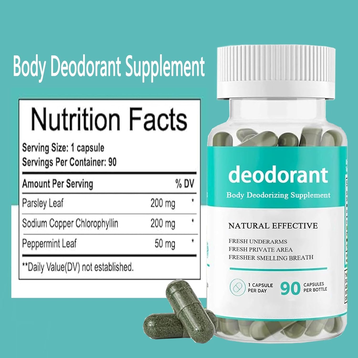 90 Count Women's Body Deodorizing Supplement Capsules - 2 Pack