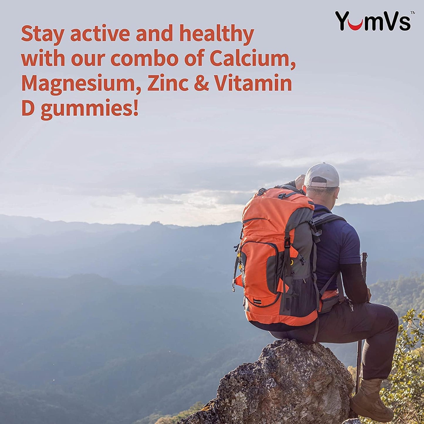 90 Count YUM-V'S Calcium, Magnesium, Zinc, and Vitamin D Gummies - Bone Health Gummy Supplement for Men, Women & Kids - Delicious Calcium Gummies with Vitamin D3, Zinc, and Magnesium