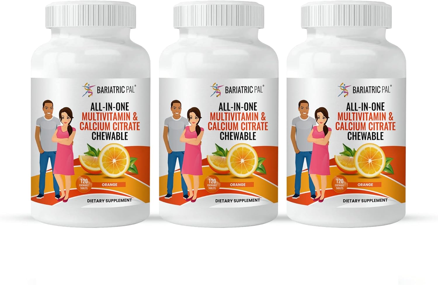 90-Day Supply BariatricPal All-in-ONE Orange Chewable Multivitamin with Calcium Citrate & Iron