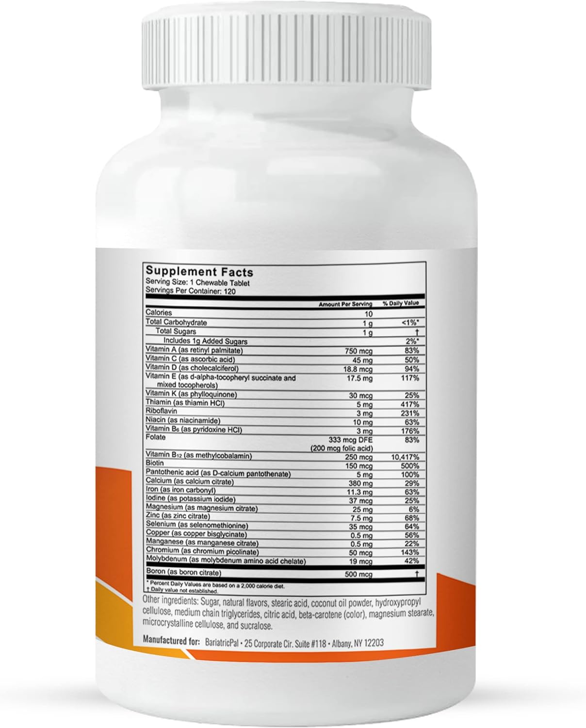 90-Day Supply BariatricPal All-in-ONE Orange Chewable Multivitamin with Calcium Citrate & Iron