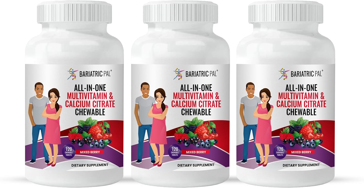 90-Day Supply Mixed Berry Chewable BariatricPal Multivitamin with Calcium Citrate & Iron - All-in-One Formula