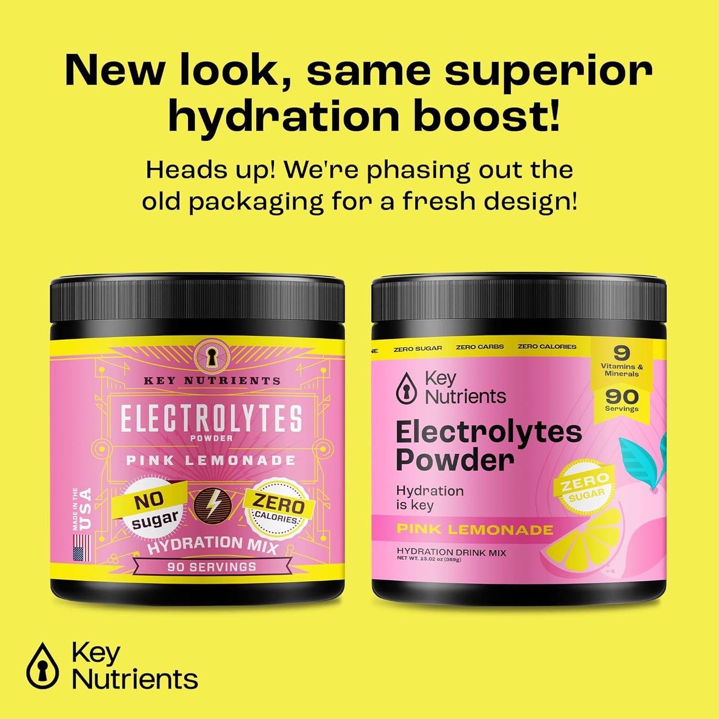 90-Day Supply of KEY NUTRIENTS Electrolyte Powder Bundle in Lemonade and Pink Lemonade Flavors