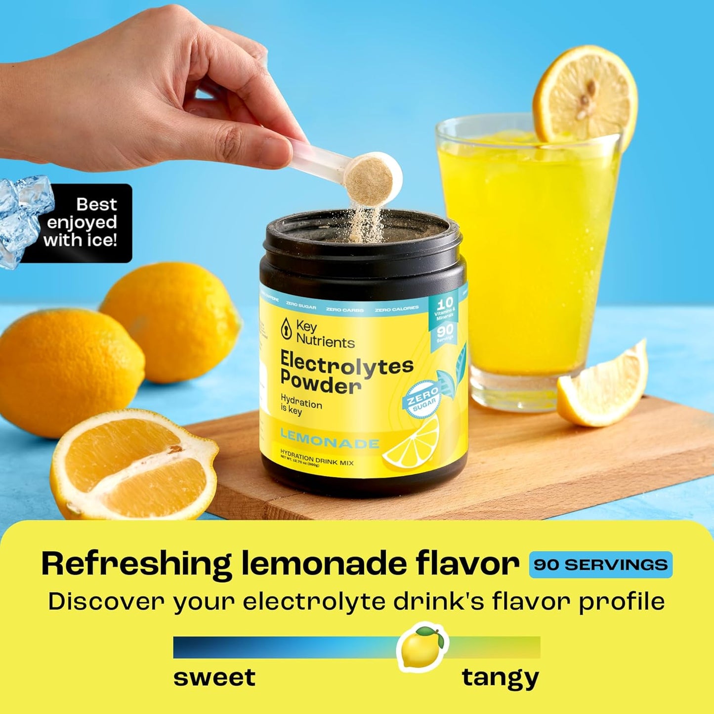 90-Day Supply of KEY NUTRIENTS Electrolyte Powder Bundle in Lemonade and Pink Lemonade Flavors