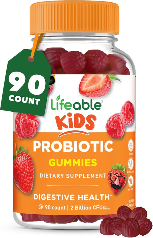 90 Kids Probiotic Gummies with 2 Billion CFU for Gut & Immune Health by Lifeable