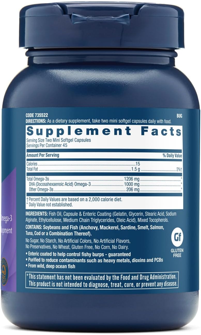 90 Mini Softgels GNC Triple Strength DHA 1000 Mini for Joint, Skin, Eye, and Heart Health - High Potency Omega-3 Supplement - BoostGo Australia