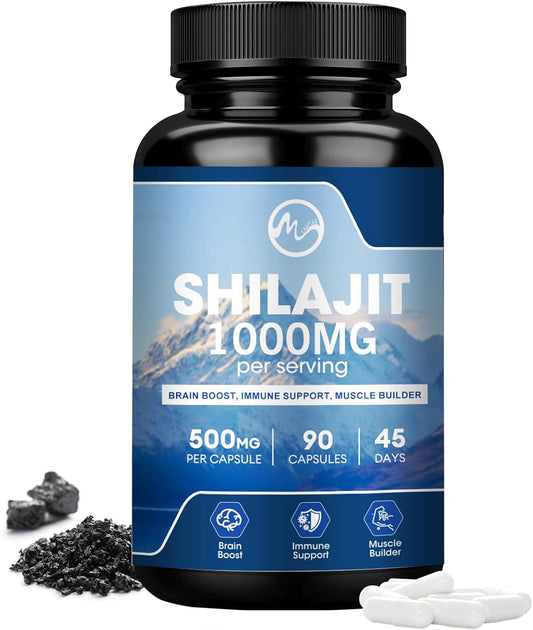 90 Non-GMO Shilajit Capsules for Energy, Performance & Immune Health with 85+ Trace Minerals and Fulvic Acid - Men & Women's Supplement