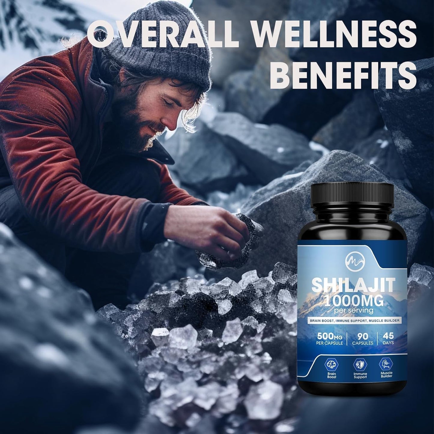 90 Non-GMO Shilajit Capsules for Energy, Performance & Immune Health with 85+ Trace Minerals and Fulvic Acid - Men & Women's Supplement