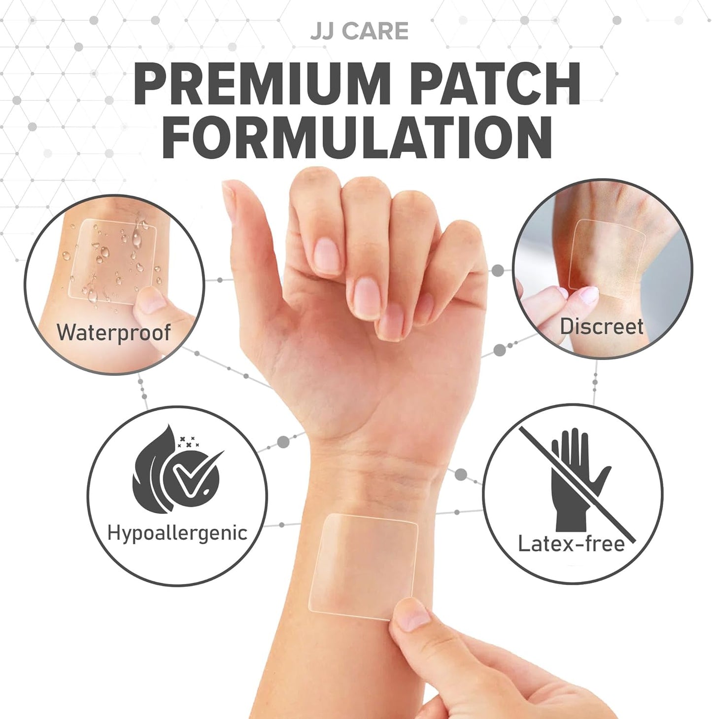 90-Pack JJ CARE B12 Topical Daily Patches - Self-Adhesive Natural Blend, 3 Month Supply