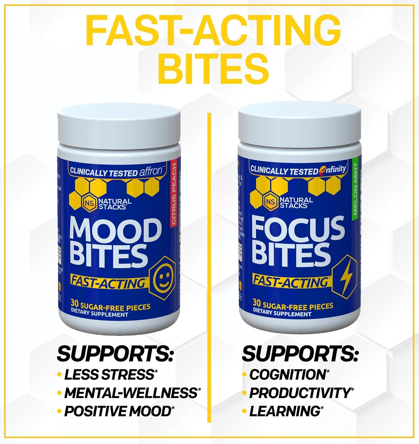 90 Pieces Natural Stacks Mood Bites and GABA Brain Food Bundle for Relaxation and Mood Support - BoostGo Australia