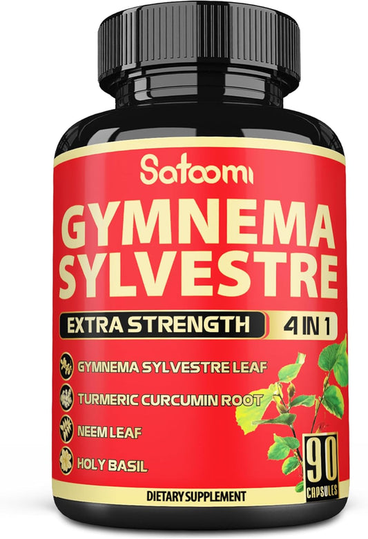 90 Satoomi Pure Gymnema Sylvestre Capsules Extract with Neem Leaf, Holy Basil & Turmeric - 3 Month Supply