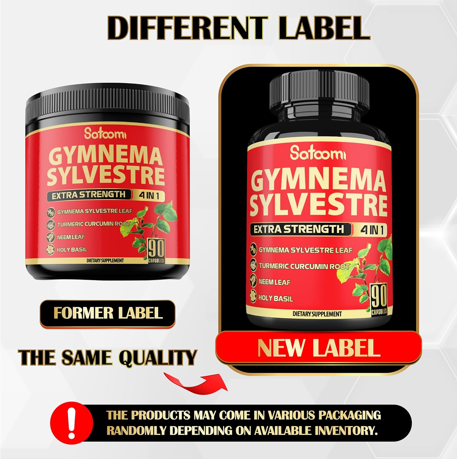 90 Satoomi Pure Gymnema Sylvestre Capsules Extract with Neem Leaf, Holy Basil & Turmeric - 3 Month Supply