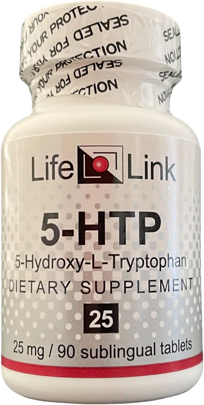 90 Sublingual 5-HTP Tablets (25mg) for Serotonin Support | LifeLink 5-Hydroxy-L-Tryptophan | USA-Made
