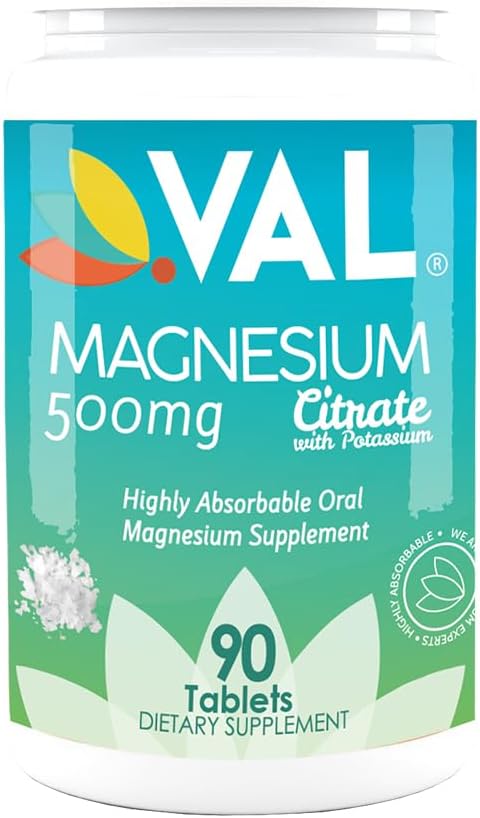 90 Tablets of VAL Magnesium Citrate with B6 and Potassium for Essential Mineral Support