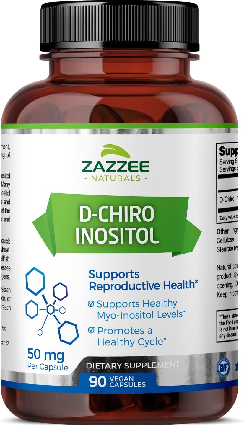 90 Vegan Capsules of D-Chiro-Inositol, 50mg per Capsule, 3 Month Supply, Non-GMO, Vegetarian Formula with Myo-Inositol for 40:1 Ratio - BoostGo Australia