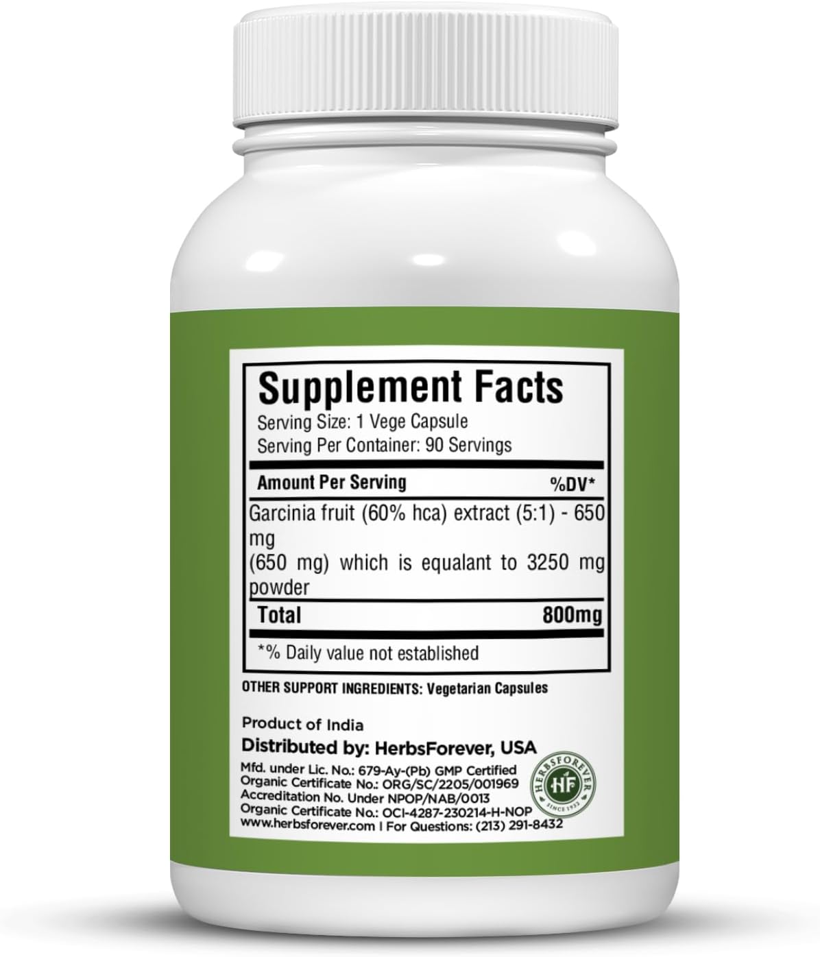 90 Vege Capsules Garcinia Cambogia Health Supplement by Herbsforever