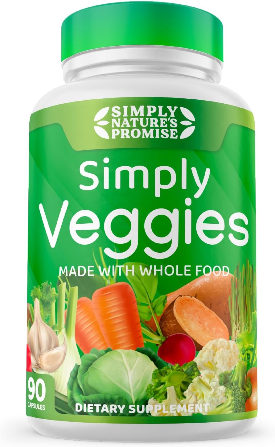 90 Veggie Capsules with Whole Food Superfoods, Beta Carotene & 18 Vegetables - Soy Free