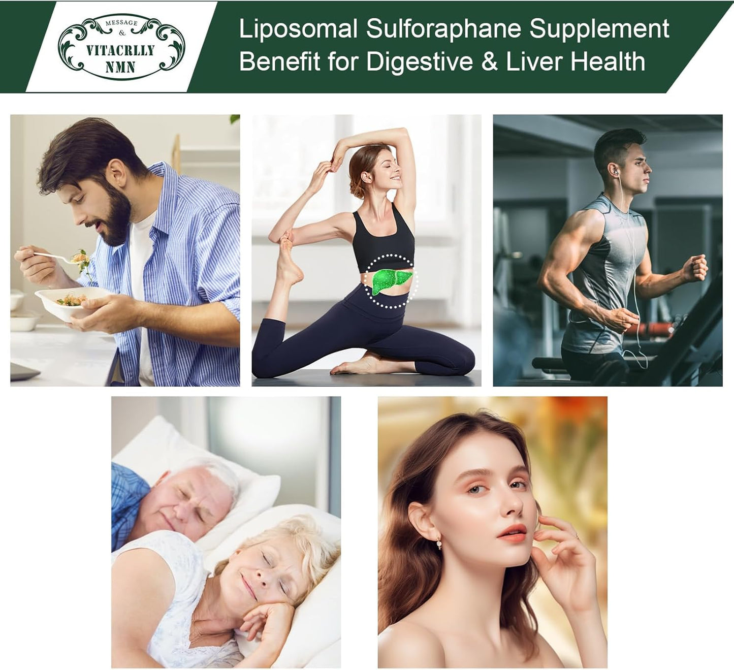 900MG Liposomal Sulforaphane Broccoli Extract Supplement - Liver Support for Antioxidant, Digestion, Cellular Health - 60 Capsules