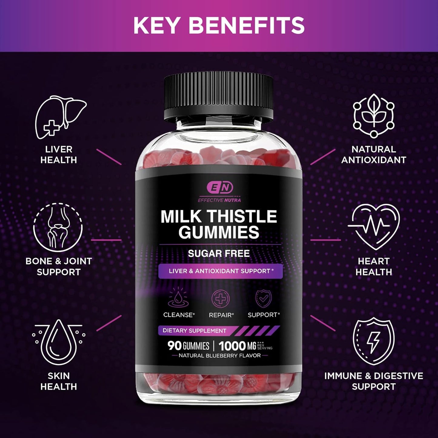 90ct Creatine Monohydrate and Sugar-Free Milk Thistle Gummies: Effective Nutra Supplement Pack