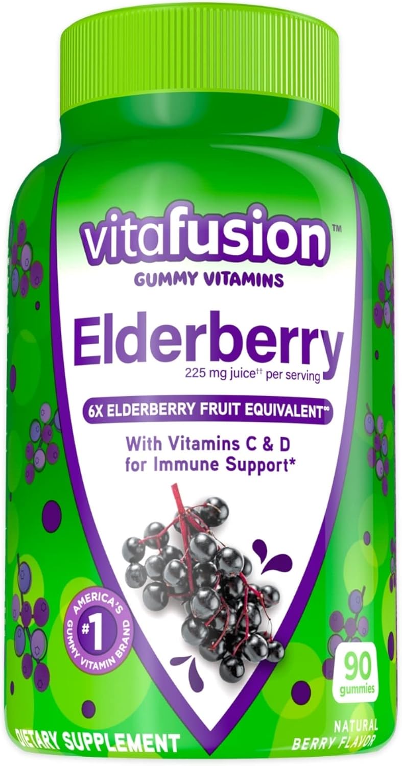 90ct Elderberry & 120ct Omega-3 Gummy Vitamins - Berry Lemonade Flavored