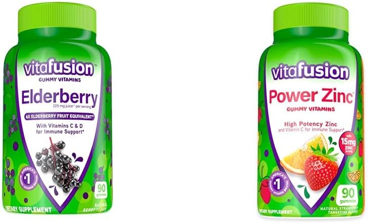 90ct Vitafusion Elderberry & Zinc Gummy Vitamins for Immune Support