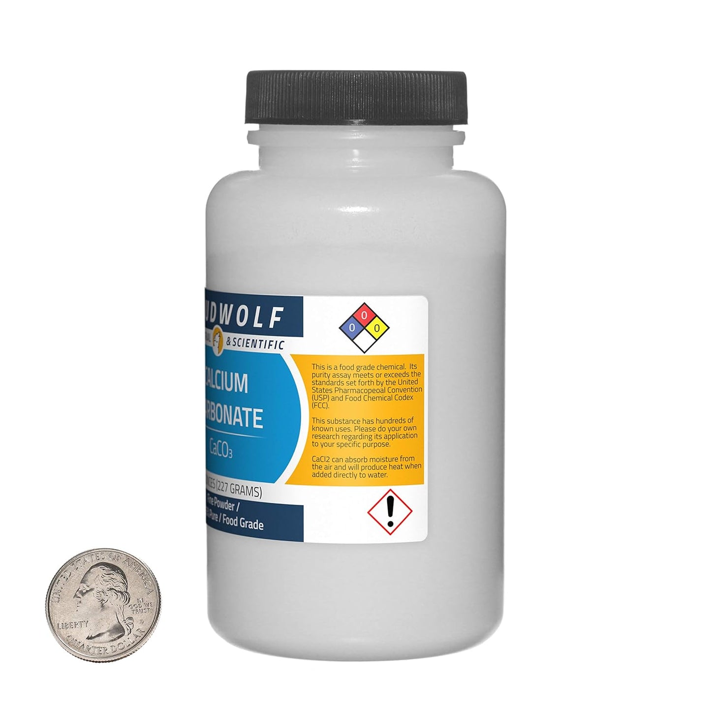 97%+ Pure Food Grade Fine Powder Calcium Carbonate - 8 Ounce Bottle by Loudwolf