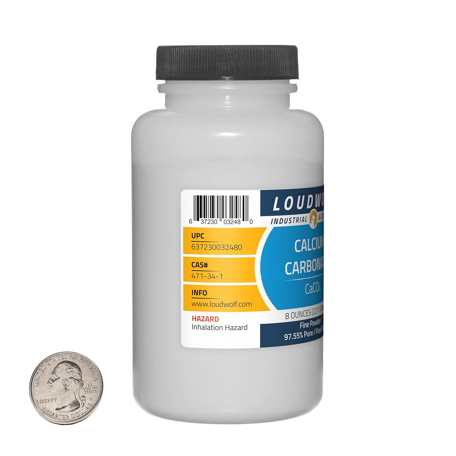 97%+ Pure Food Grade Fine Powder Calcium Carbonate - 8 Ounce Bottle by Loudwolf
