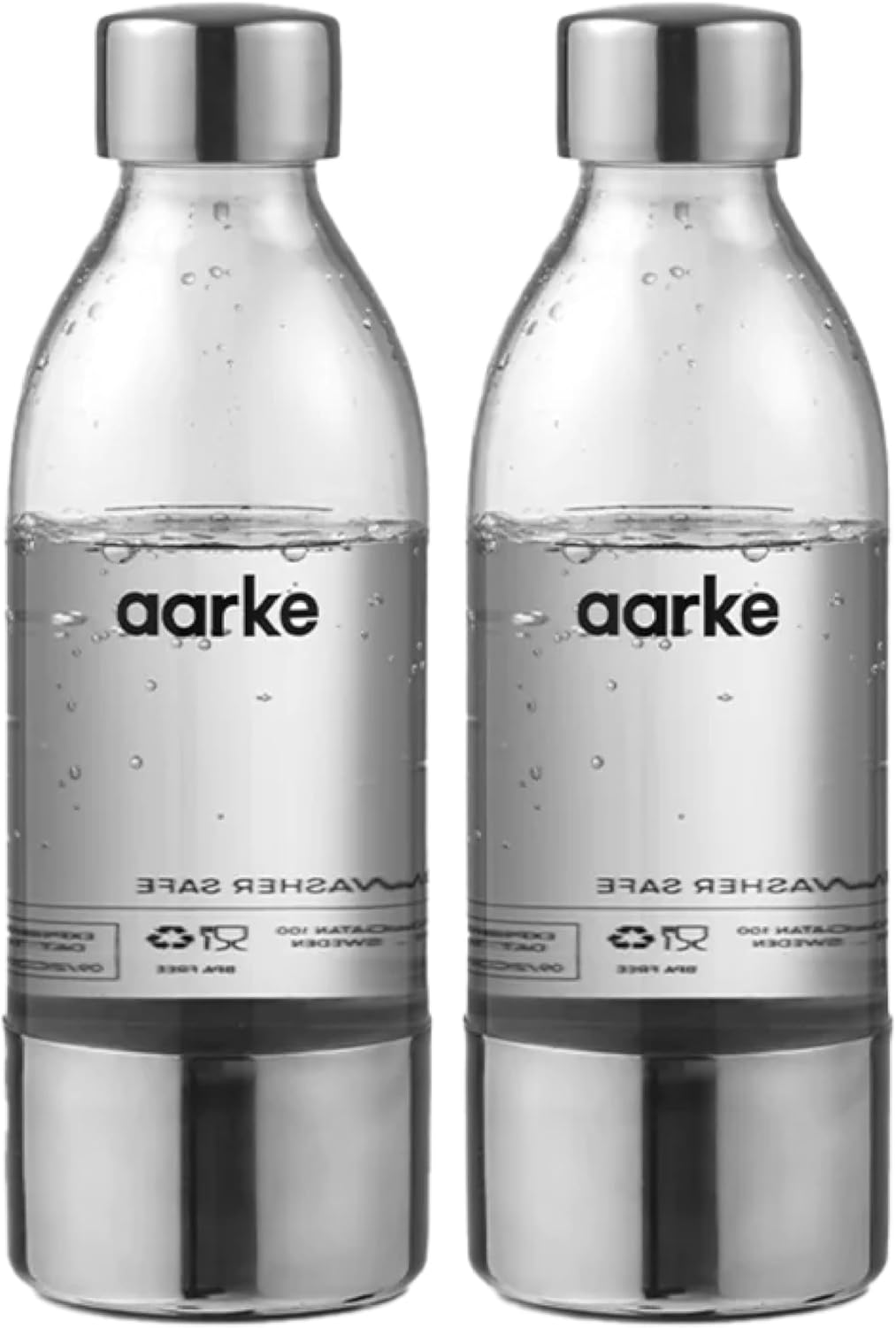 aarke Extra PET Stainless Steel Reusable Bottle for Carbonator l, ll, and 3 - BPA-Free, Non-Toxic, 450mL, 2-Pack