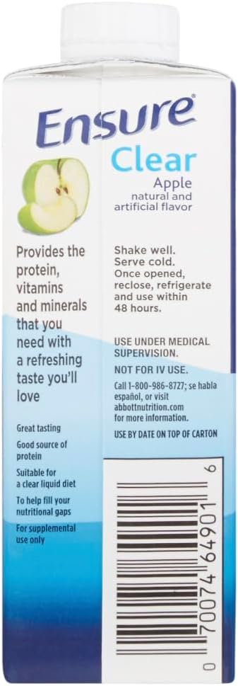 Abbott 64903 Ensure Clear Apple Drink 8 Oz Recloseable Carton - Case of 24