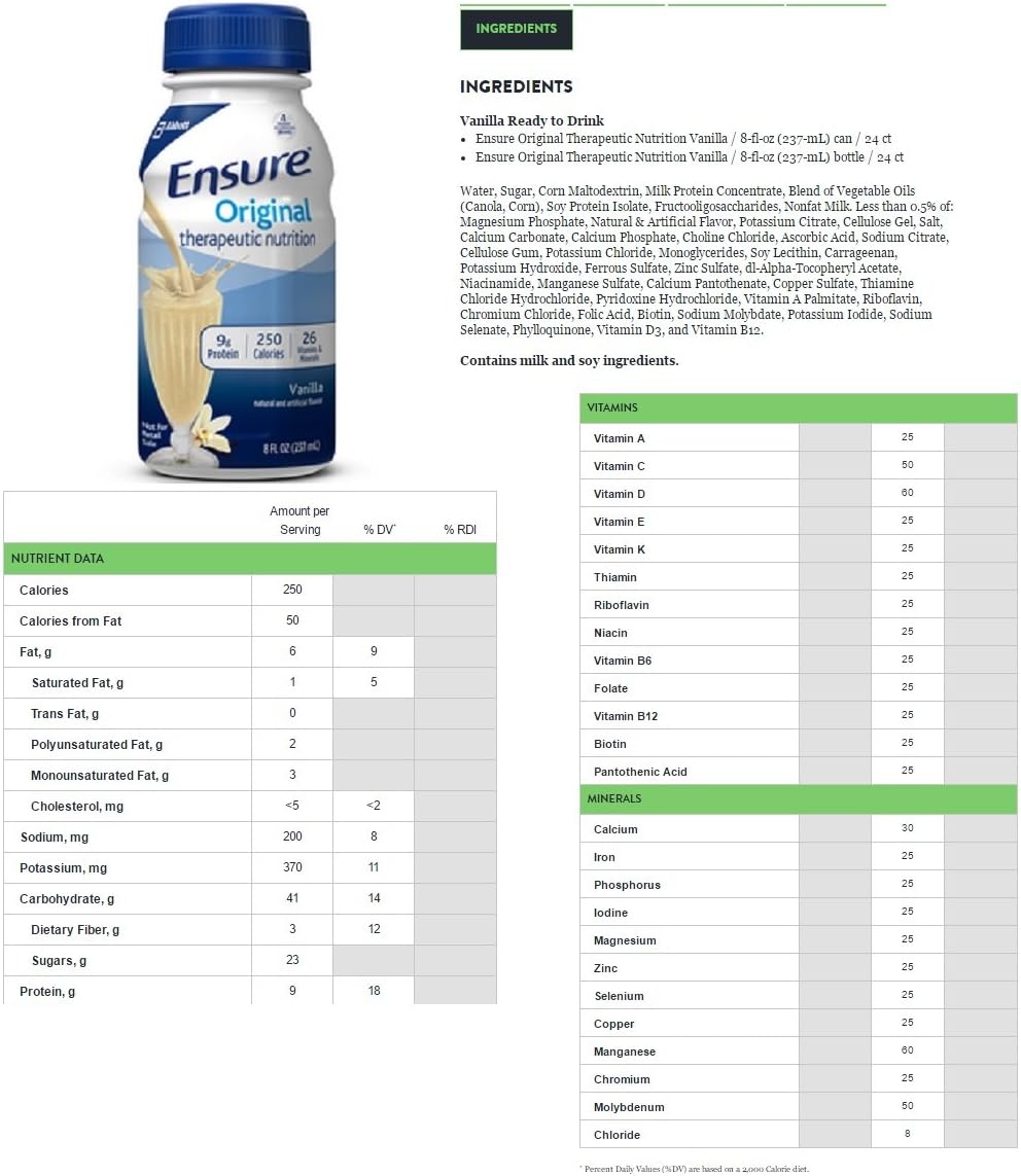 Abbott Ensure Vanilla Nutritional Supplement 8oz Bottle - 24 Pack Case