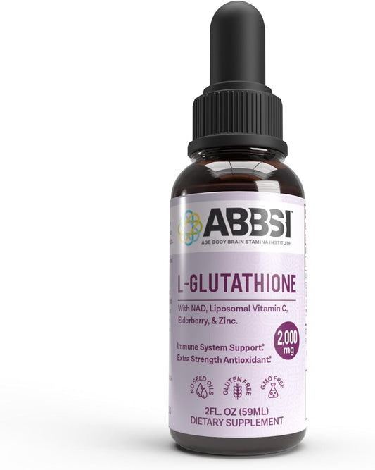 ABBSI Liposomal Glutathione Liquid with NAD & Elderberry - 2000MG - Enhanced Absorption - Powerful Antioxidant - Non-GMO, Vegan, Gluten-Free - 2 fl oz