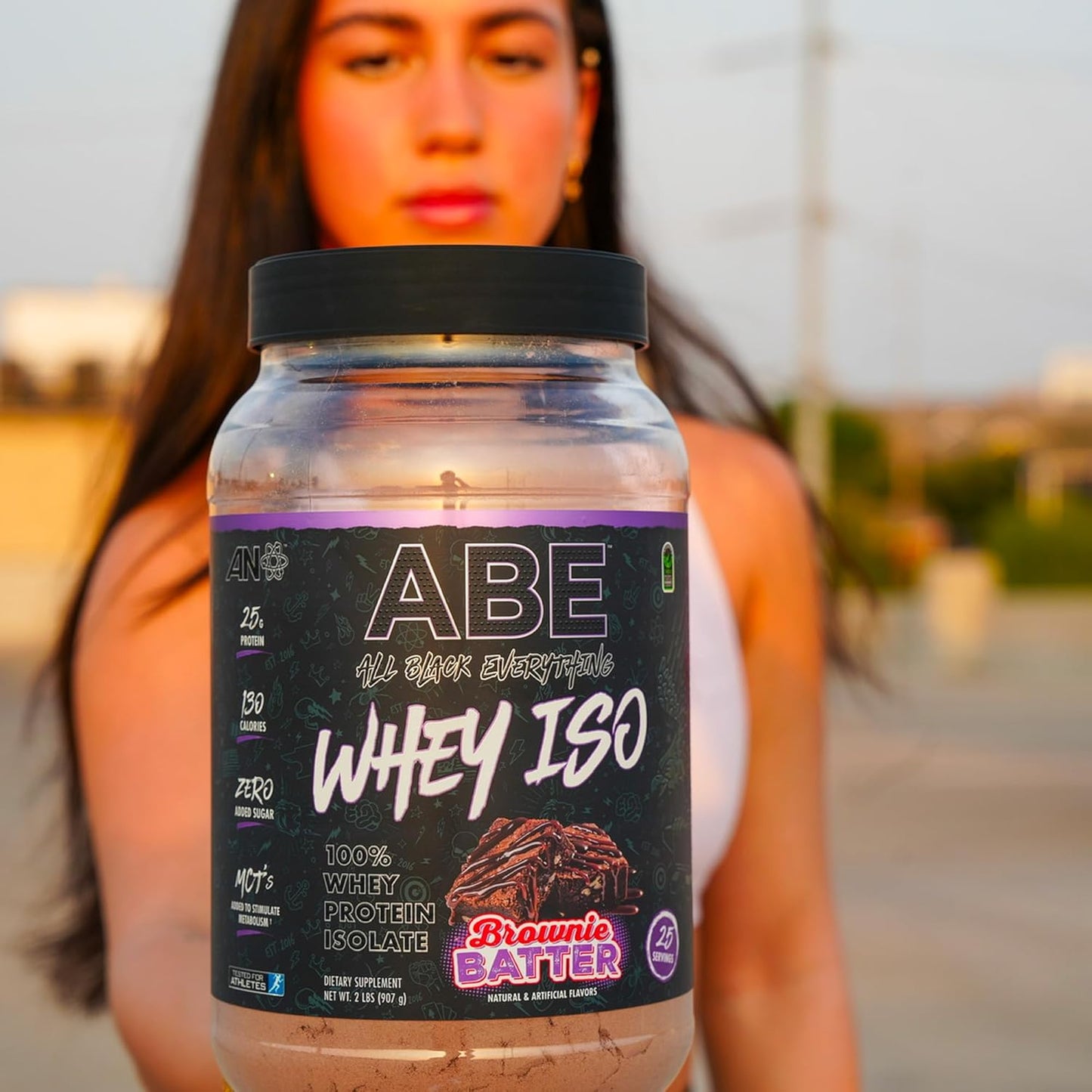 ABE All Black Everything Brownie Batter Whey Protein Powder | 25g Protein | 27 Servings | Isolate with Low Carbs, Sugar, & MCTs