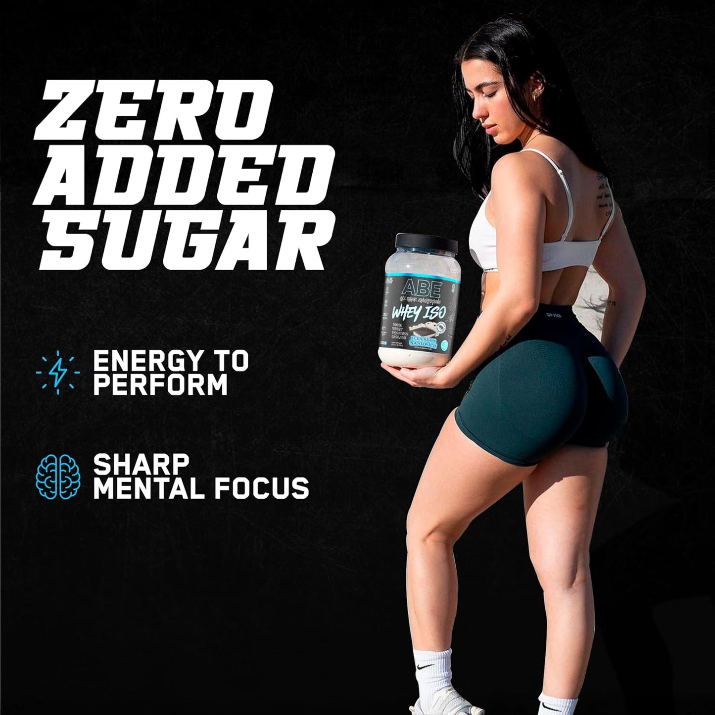 ABE All Black Everything Whey Protein Powder - Ice Cream Sandwich Flavor - 25g Protein, 27 Servings, Isolate, Low Carbs & Sugar, MCTs