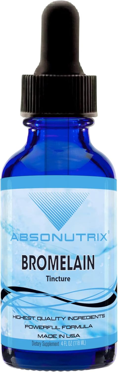 Absonutrix Bromelain Liquid Drops 4 Oz Bottle - Pineapple Extract for Tissue Support - Fast Absorption - Gluten-Free - Third-Party Tested - GMP-Certified - Non-GMO - Made in USA