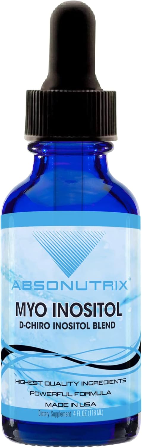 Absonutrix Myo Inositol & D-Chiro Inositol Blend Drops - 590mg, 4 Fl Oz - 200 Servings, High Bioavailability, Fast Absorption - GMP-Certified, Non-GMO, USA-Made