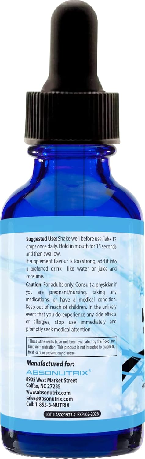 Absonutrix Myo Inositol & D-Chiro Inositol Blend Drops - 590mg, 4 Fl Oz - 200 Servings, High Bioavailability, Fast Absorption - GMP-Certified, Non-GMO, USA-Made