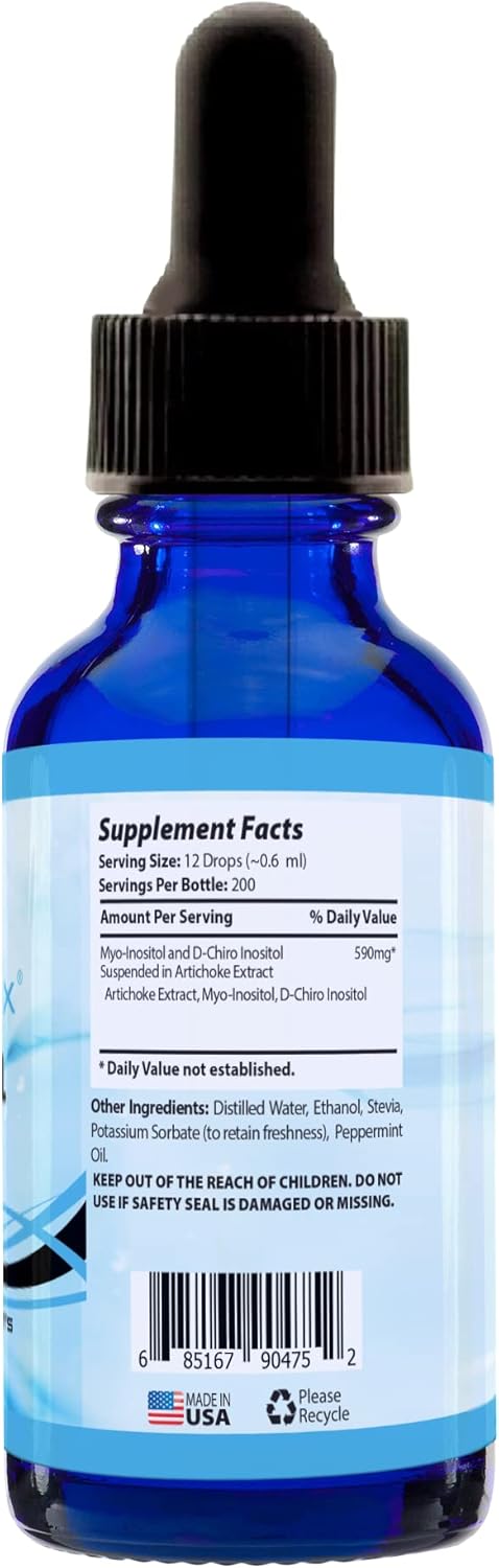 Absonutrix Myo Inositol & D-Chiro Inositol Blend Drops - 590mg, 4 Fl Oz - 200 Servings, High Bioavailability, Fast Absorption - GMP-Certified, Non-GMO, USA-Made