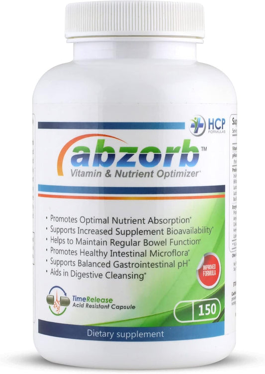 Abzorb Digestive Enzymes & Probiotics with Magnesium Complex - Gut Health Support - 150 Capsules
