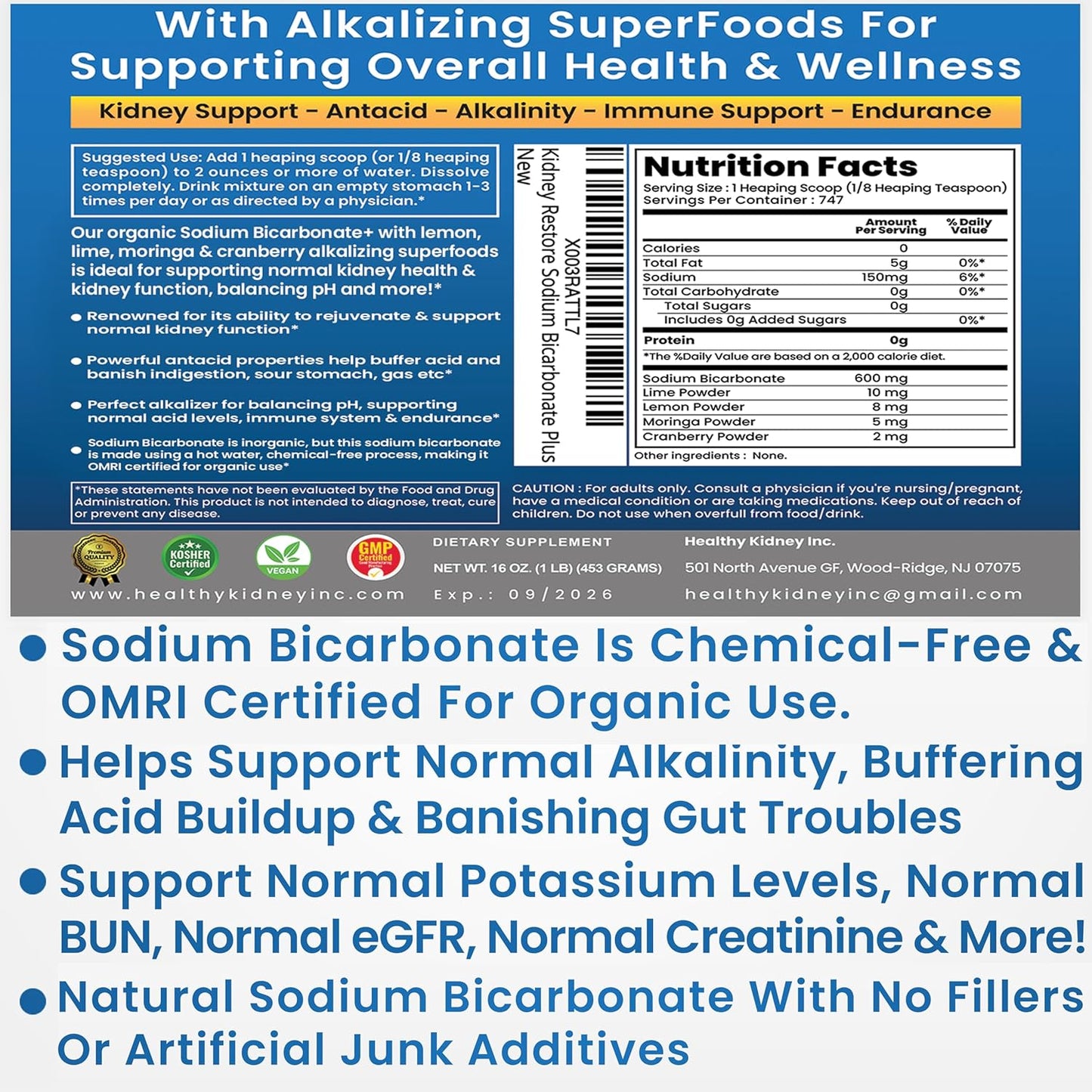 Acacia Fiber and Sodium Bicarbonate Bundle for Gut Repair and Alkalinity - 2.5 lbs Fiber Powder + 2lb Alkaline Supplement