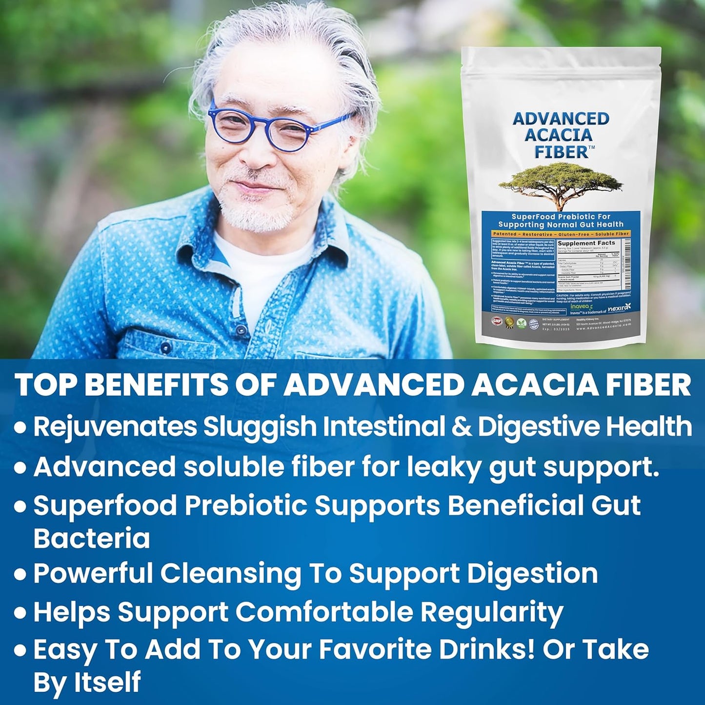 Acacia Fiber & DGL Licorice Bundle for Digestive Restoration - Kidney Restore Advanced 2.5 lbs Powder - Stomach Relief, Leaky Gut Repair, Acid Relief - 40oz Soluble Fiber Supplement