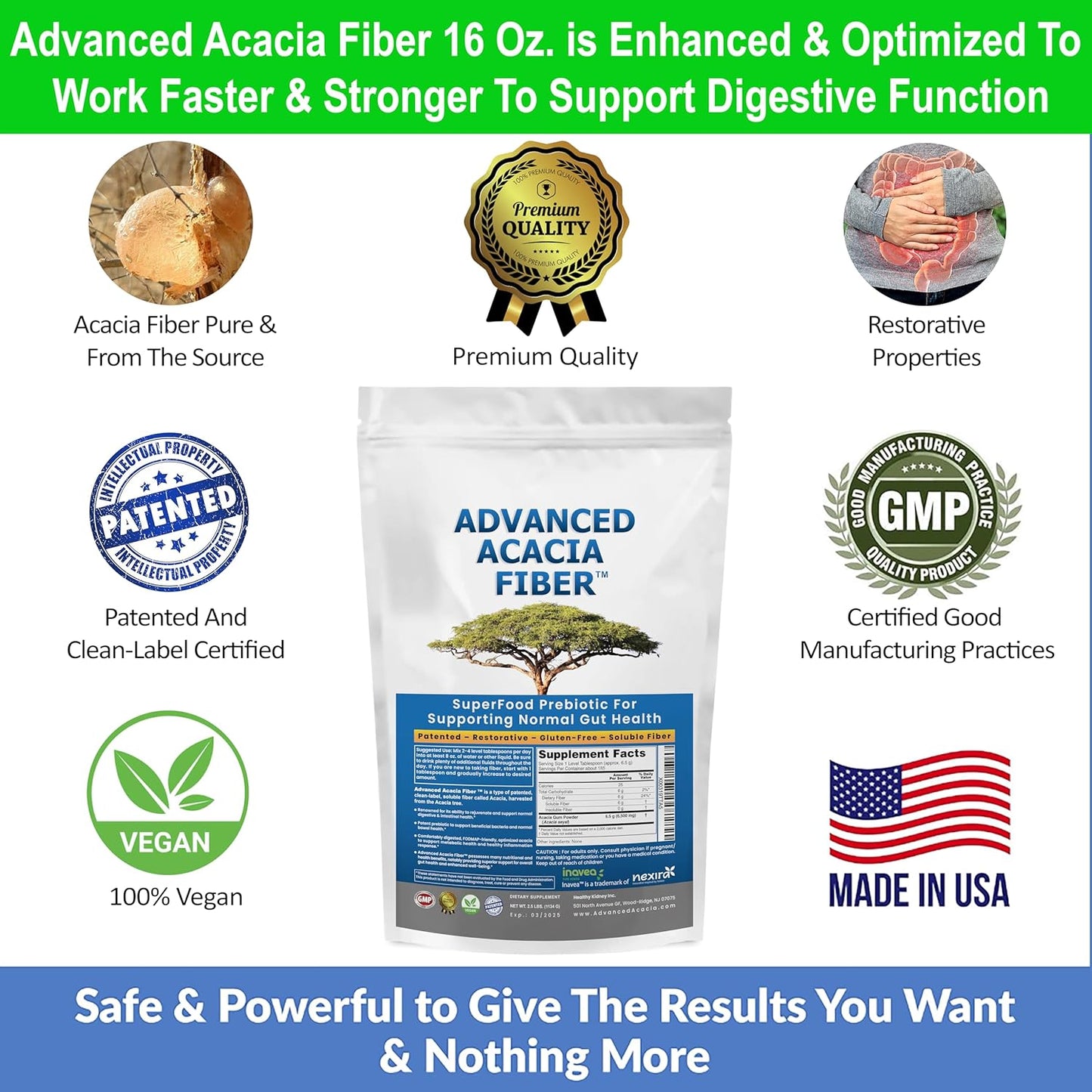 Acacia Fiber & DGL Licorice Bundle for Digestive Restoration - Kidney Restore Advanced 2.5 lbs Powder - Stomach Relief, Leaky Gut Repair, Acid Relief - 40oz Soluble Fiber Supplement